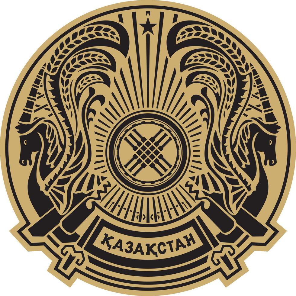 vettore d'oro cappotto di braccia di il repubblica di kazakistan. simbolo di il asiatico stato.