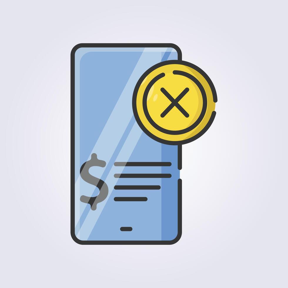 colorato schema in linea mancato pagamento icona logo vettore illustrazione design