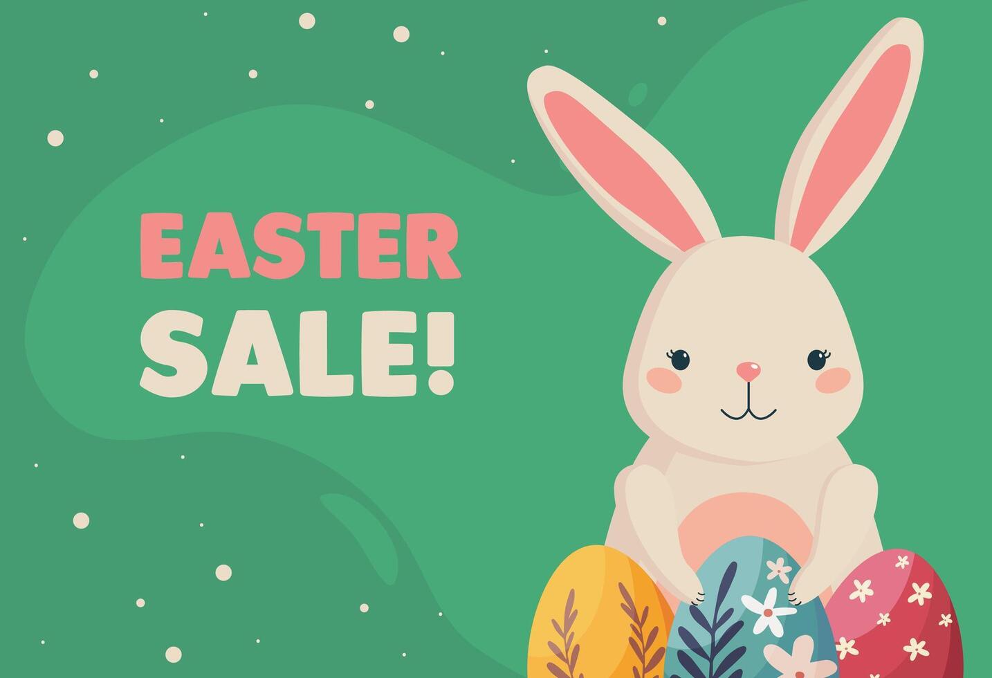 vettore contento Pasqua vendita orizzontale striscione, carino Pasqua coniglietto per sociale media