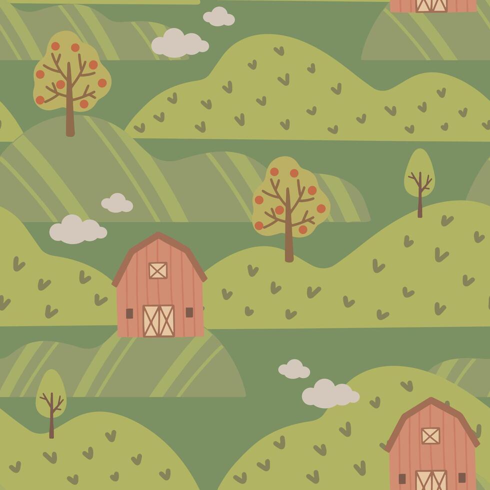 azienda agricola senza soluzione di continuità modello, primavera mano disegnato carino bambini sfondo Vintage ▾ retrò pallete vettore