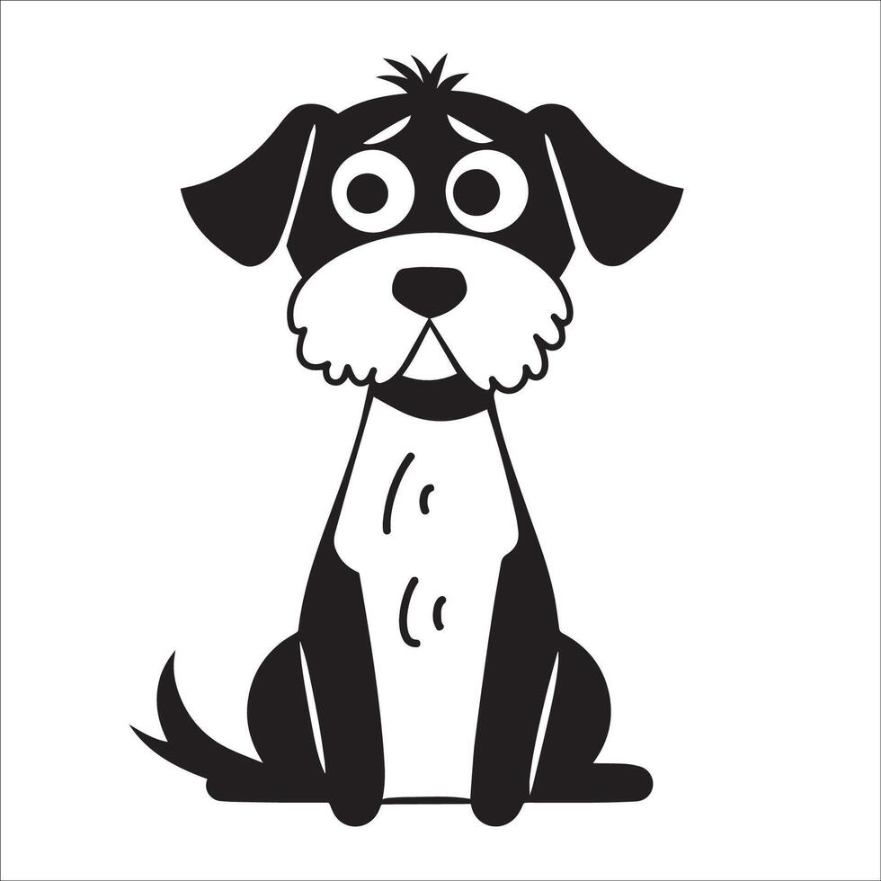 ai generato portoghese acqua cane è un' seduta vettore illustrazione nel nero e bianca
