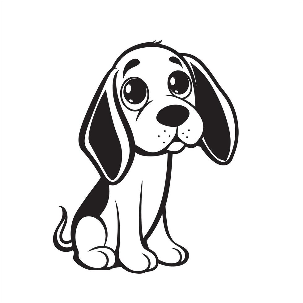 ai generato un' vettore illustrazione di un' nero e bianca beagle cane seduta