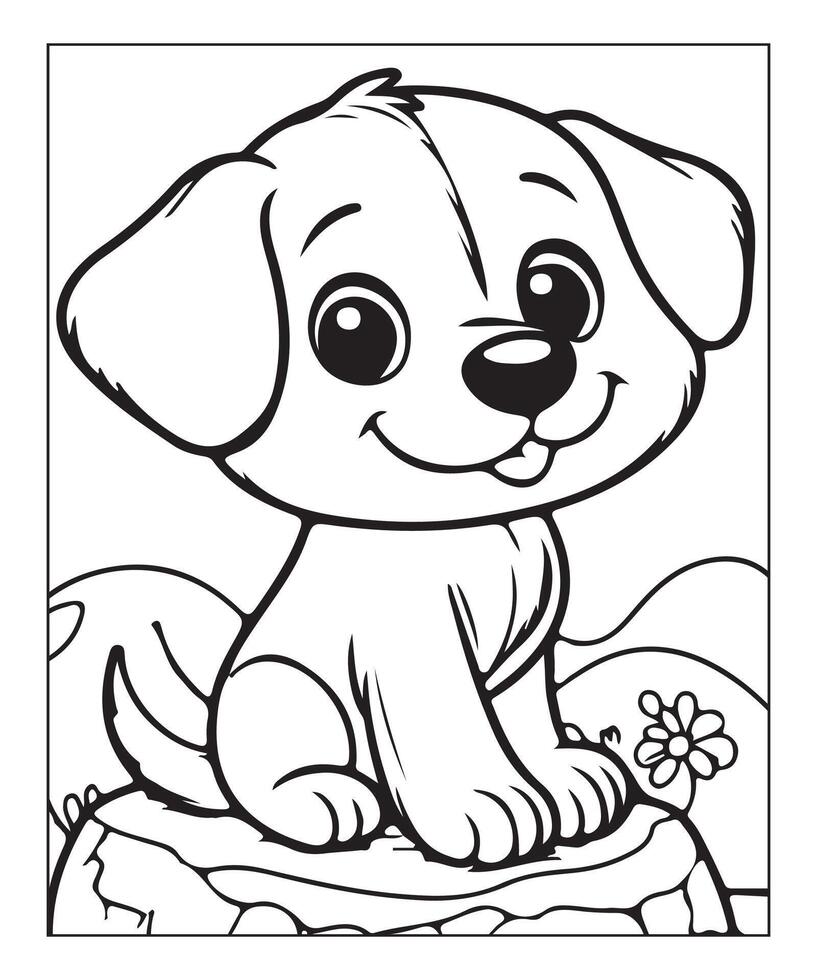 ai generato pulito vettore linea arte cane colorazione pagina per bambini