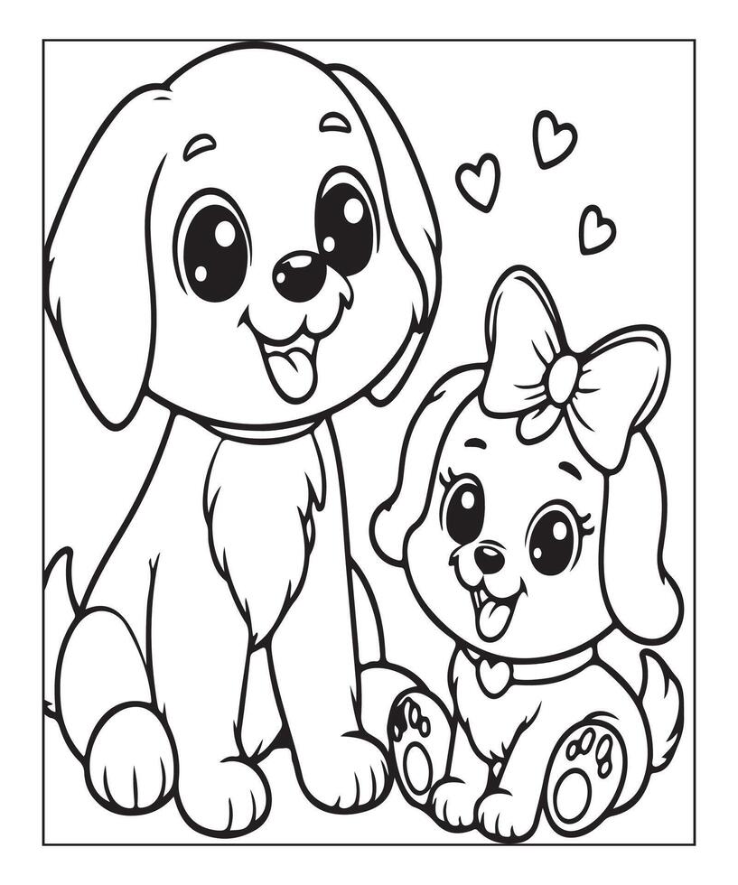 ai generato carino cucciolo colorazione pagina illustrazione vettore