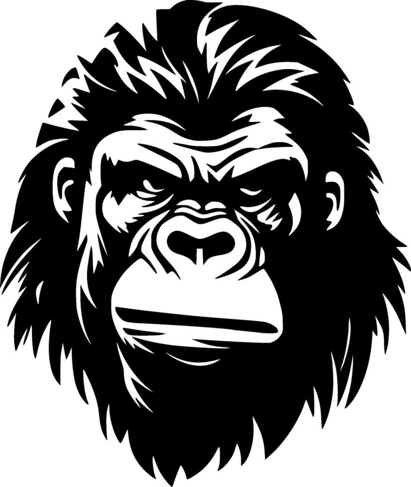 gorilla - nero e bianca isolato icona - vettore illustrazione