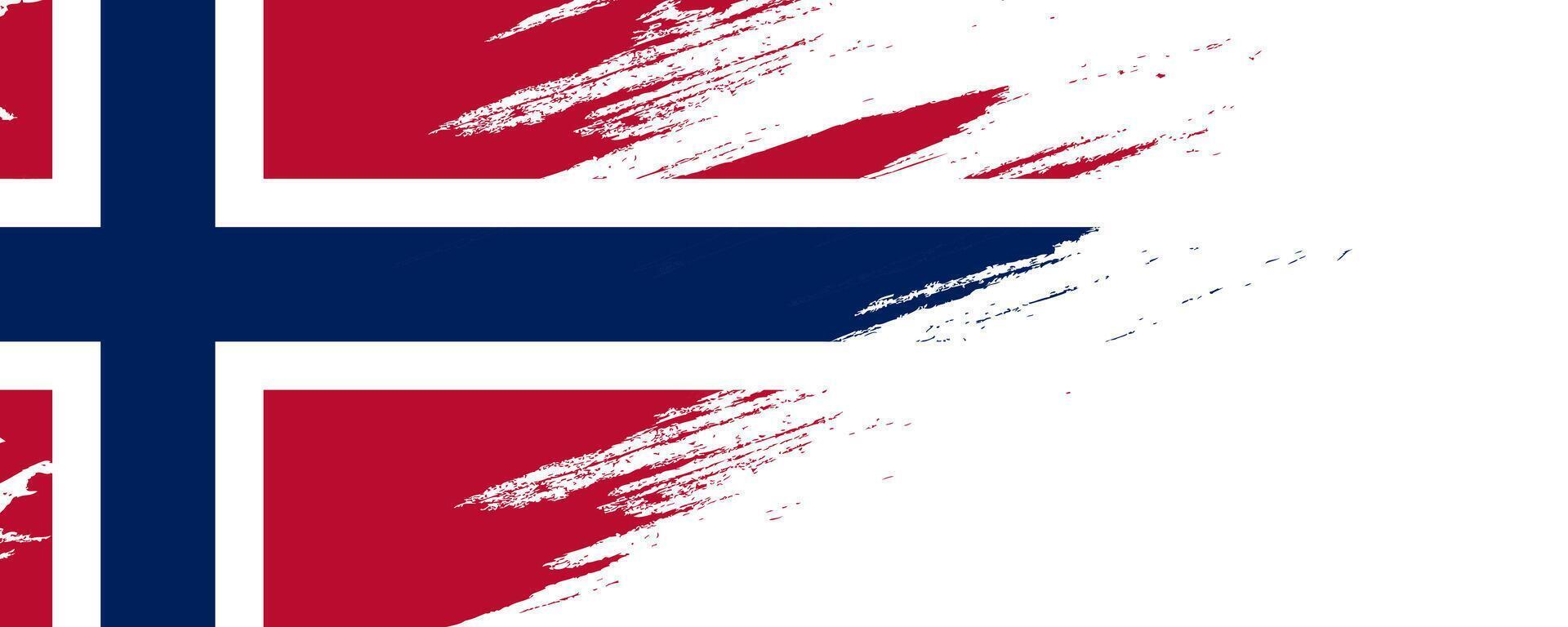 Norvegia bandiera nel spazzola dipingere stile isolato su bianca sfondo. Norvegia nazionale bandiera sfondo con grunge concetto vettore