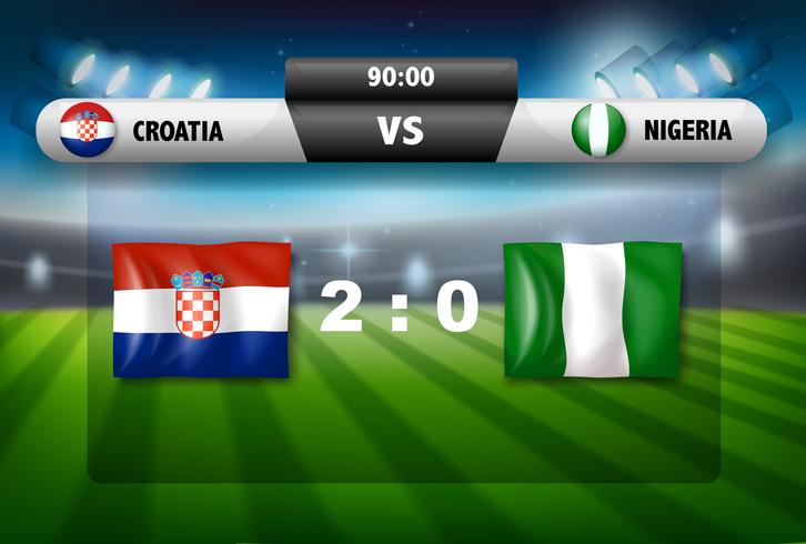 Croazia vs nigeria partita di calcio vettore