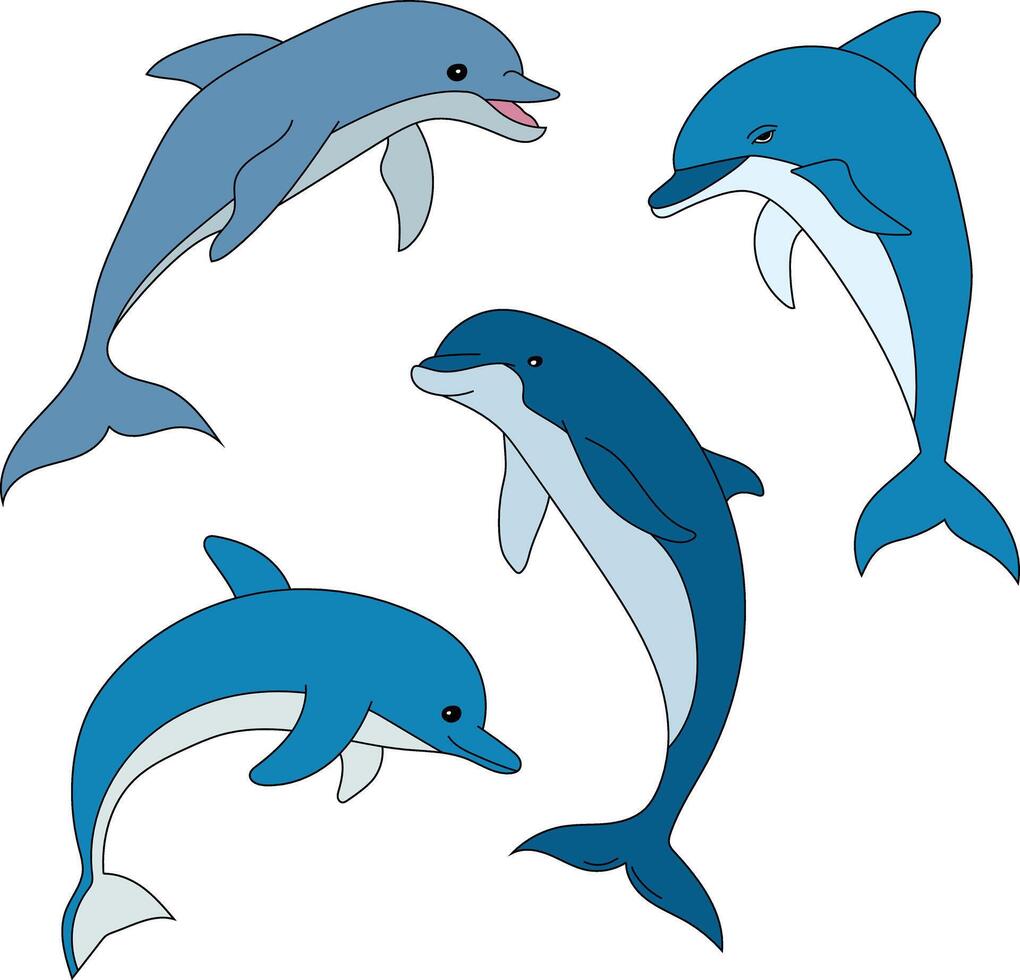 colorato delfino clipart impostato vettore