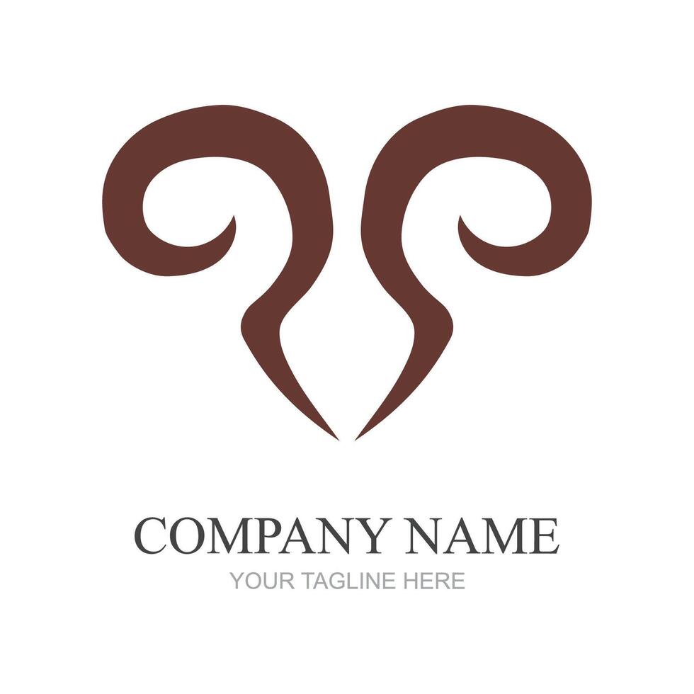 semplice animale corno logo design vettore illustrazione