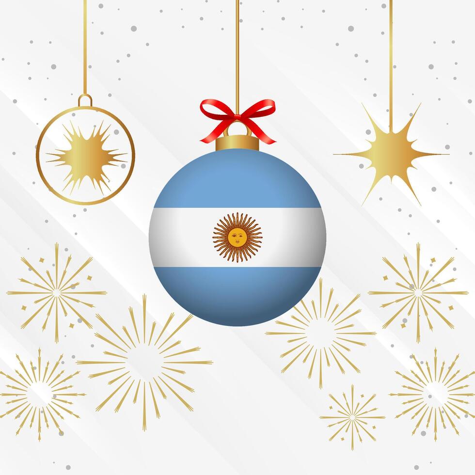 Natale palla ornamenti argentina bandiera celebrazione vettore