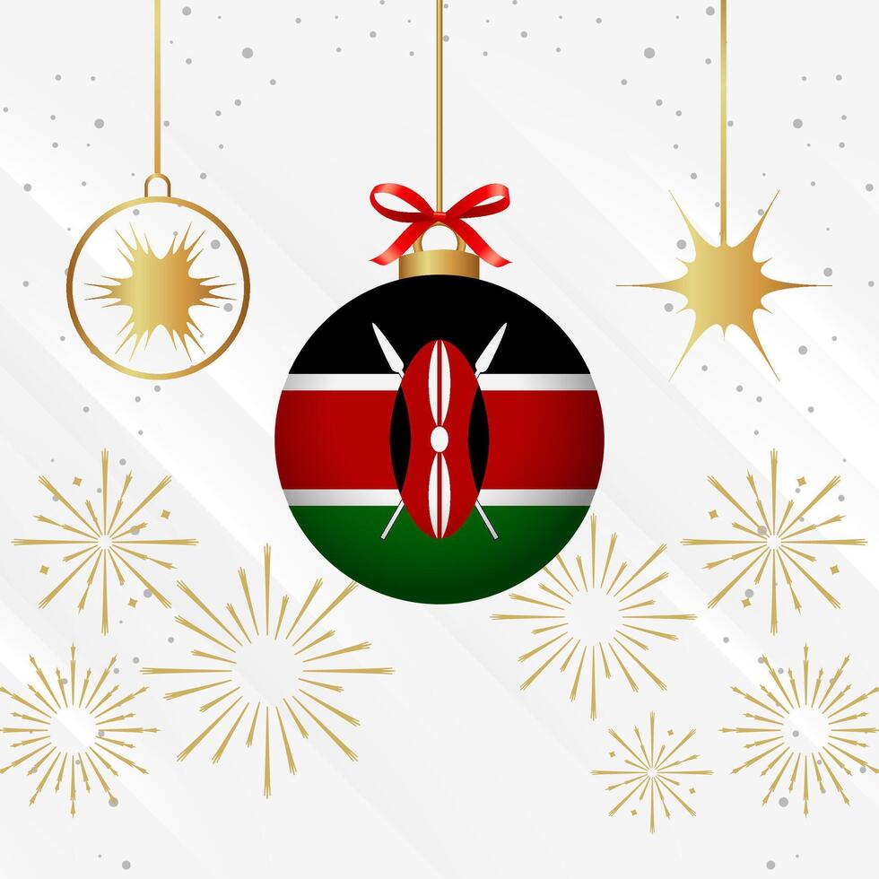 Natale palla ornamenti Kenia bandiera celebrazione vettore