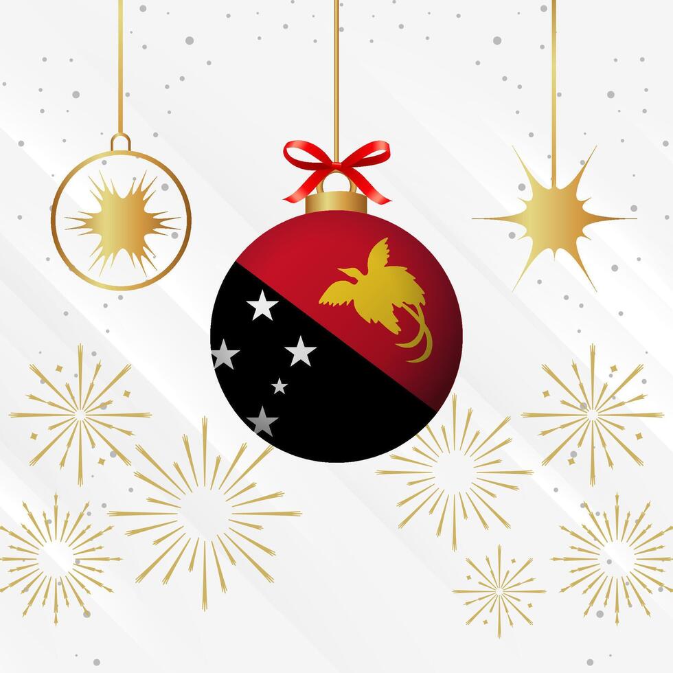 Natale palla ornamenti papua nuovo Guinea bandiera celebrazione vettore