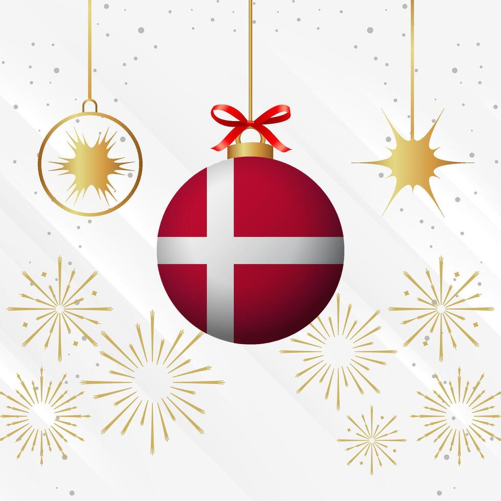 Natale palla ornamenti Danimarca bandiera celebrazione vettore