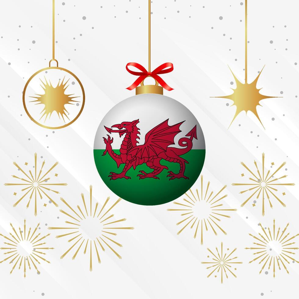 Natale palla ornamenti Galles bandiera celebrazione vettore