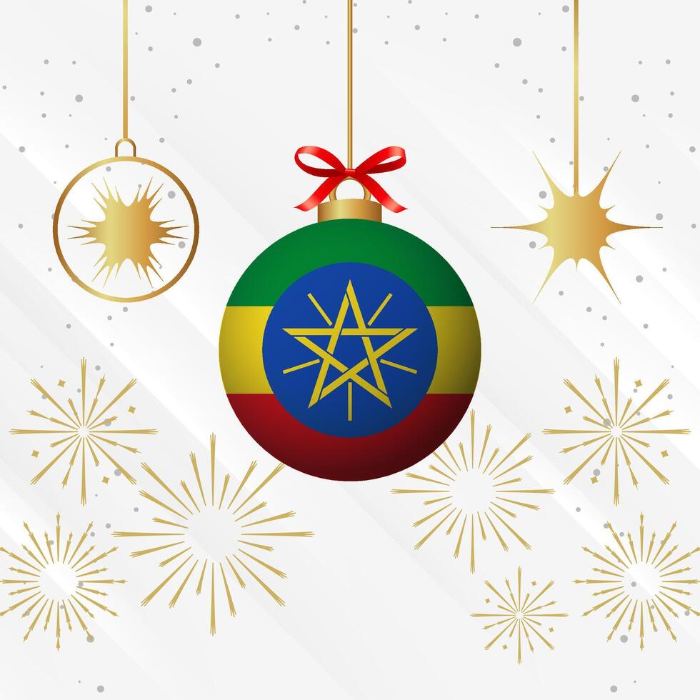 Natale palla ornamenti Etiopia bandiera celebrazione vettore