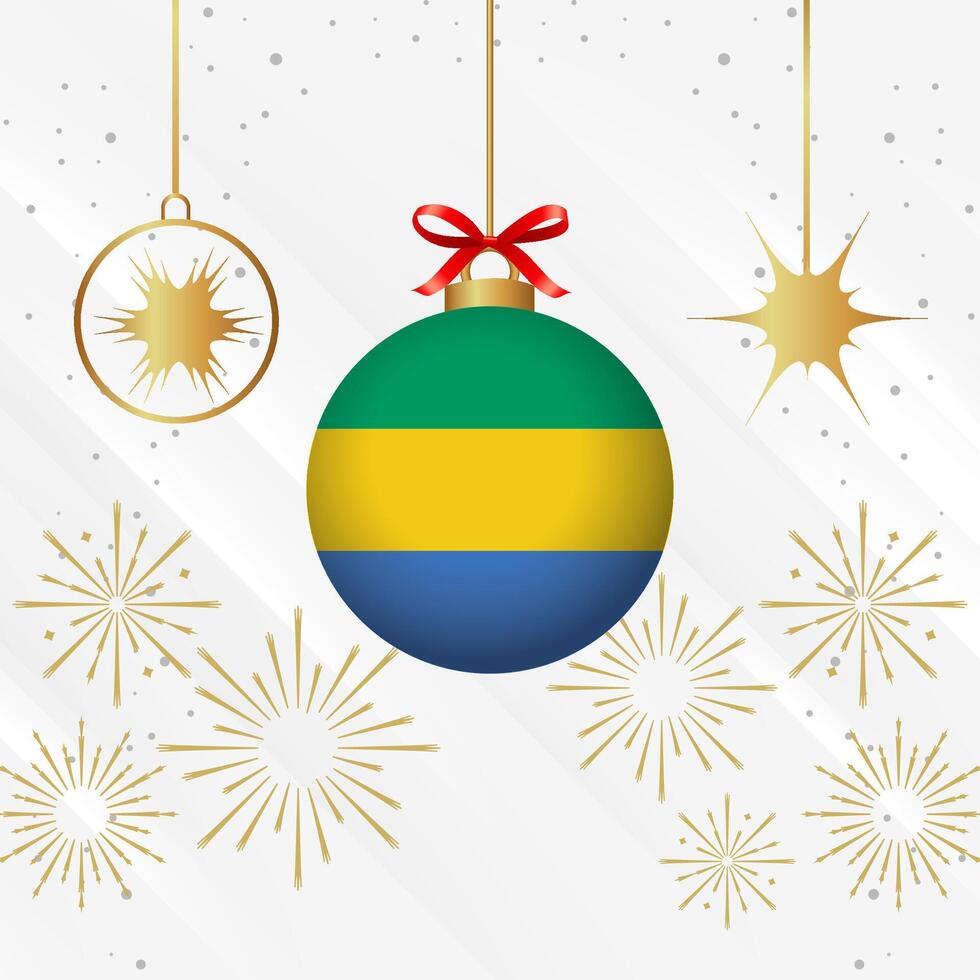 Natale palla ornamenti Gabon bandiera celebrazione vettore