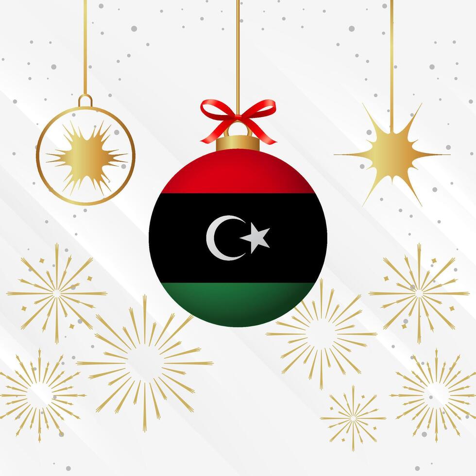 Natale palla ornamenti Libia bandiera celebrazione vettore