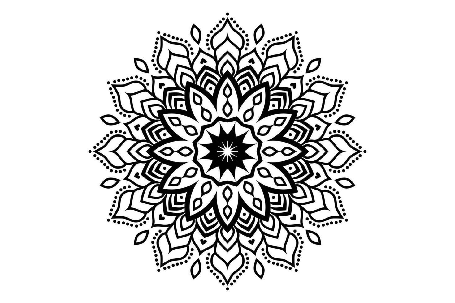mandala disegno, floreale circolare mandala disegno, nero e bianca sfondo con mandala design vettore