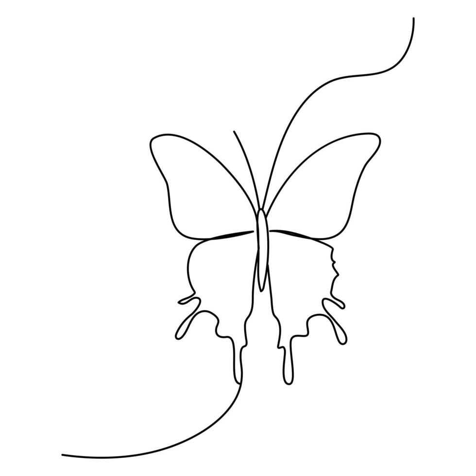 continuo uno linea farfalla schema vettore isolato su bianca sfondo. vettore illustrazione