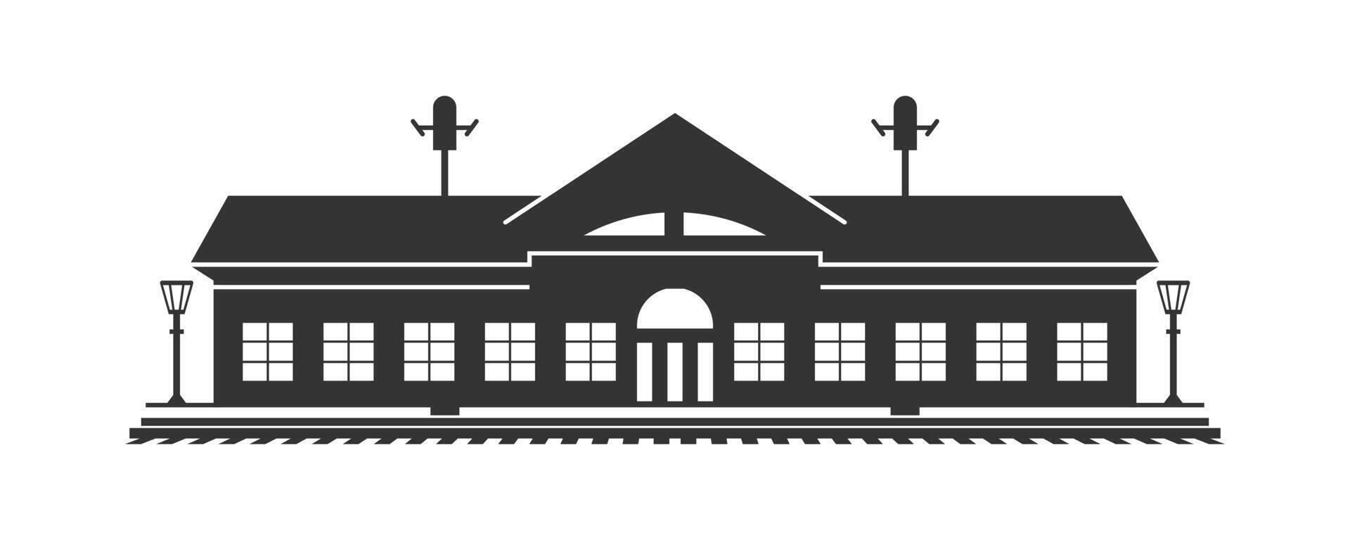 ferrovia stazione silhouette. vettore illustrazione.