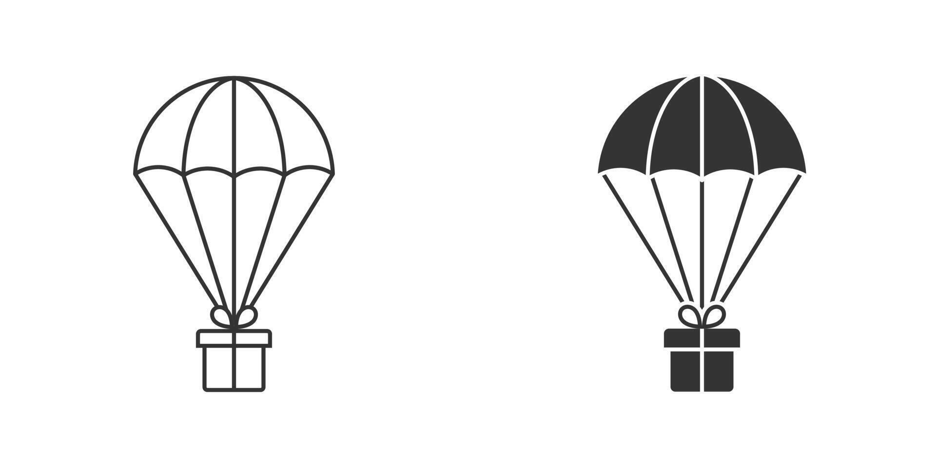 paracadute icona. regalo scatola su un' paracadute. vettore illustrazione.