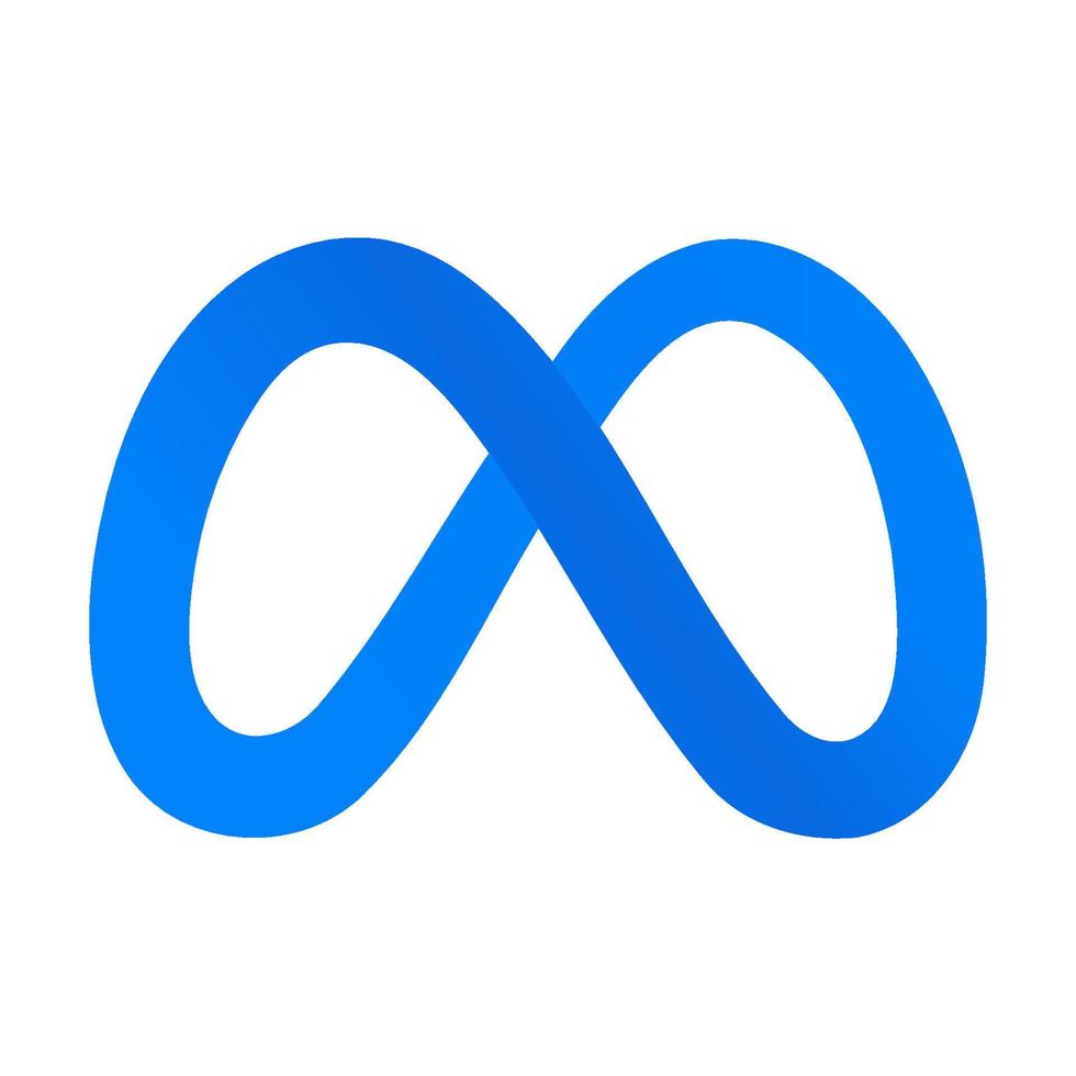 emblema vettoriale meta social network, lettera m elegante blu o banda mobius