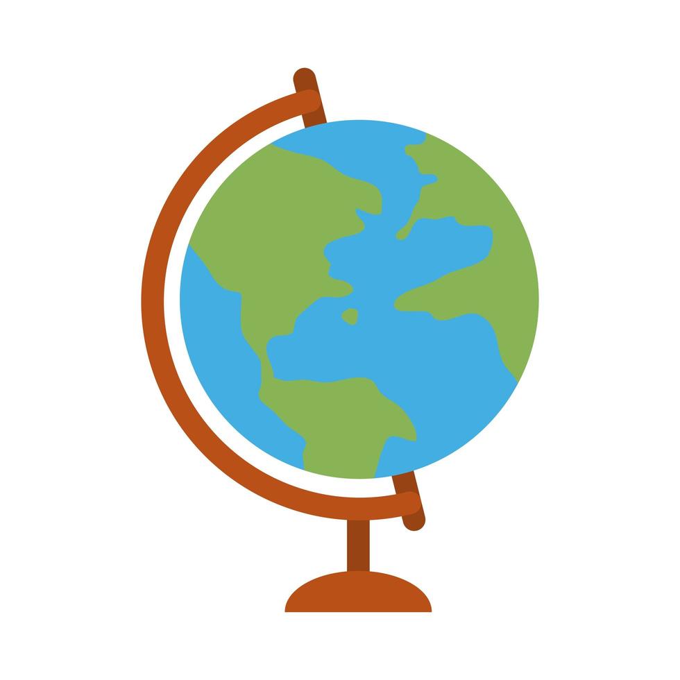 globo della scuola mappa geografica icona di stile piatto educazione domestica vettore