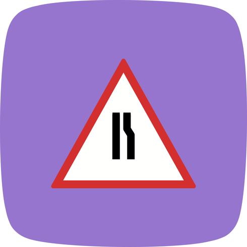 La strada di vettore si restringe sulla giusta icona del segnale stradale