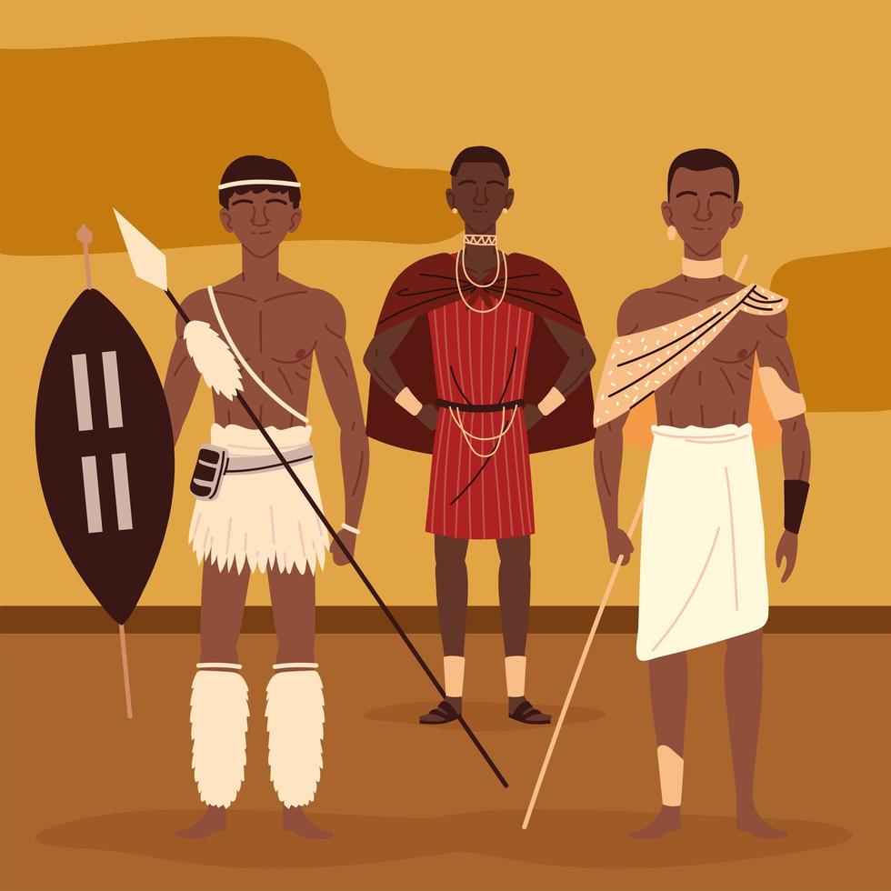 uomini indigeni africani vettore