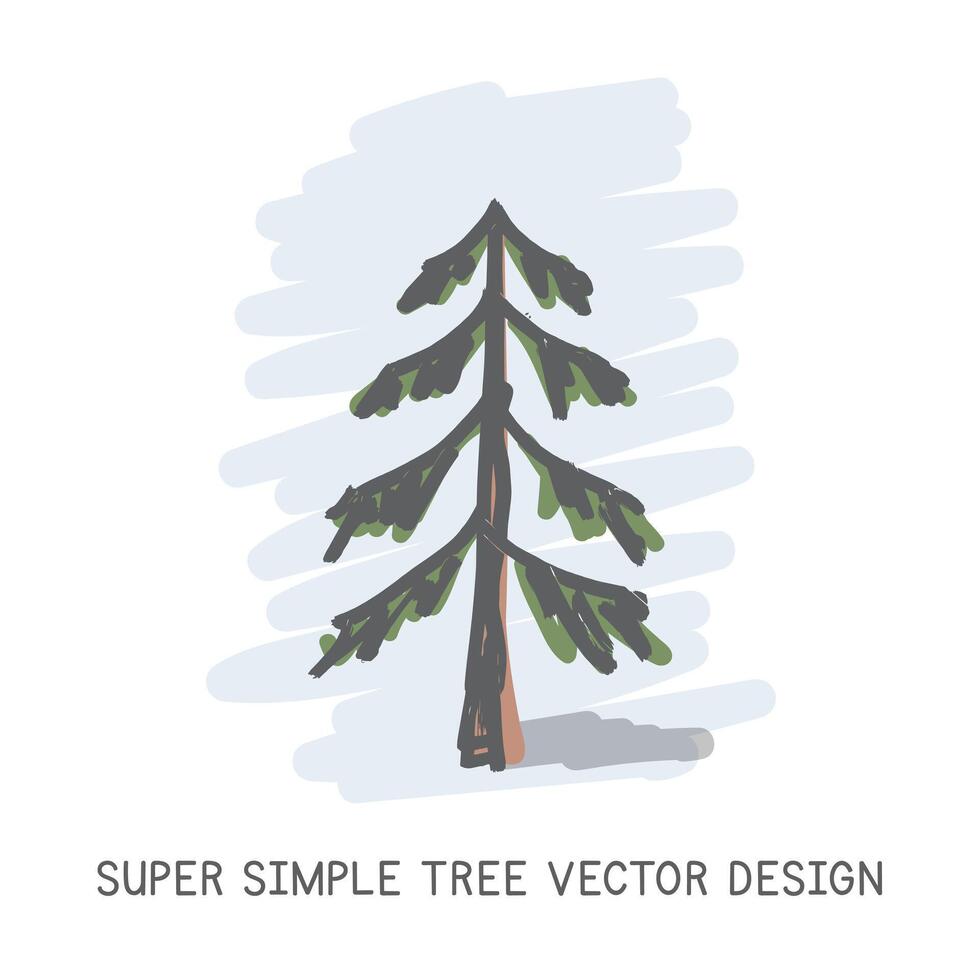 super semplice albero disegnato a mano scarabocchio stile vettore design. natura elementi concetto. carino pino albero Presto semplice disegno su un' leggero blu schizzo sfondo