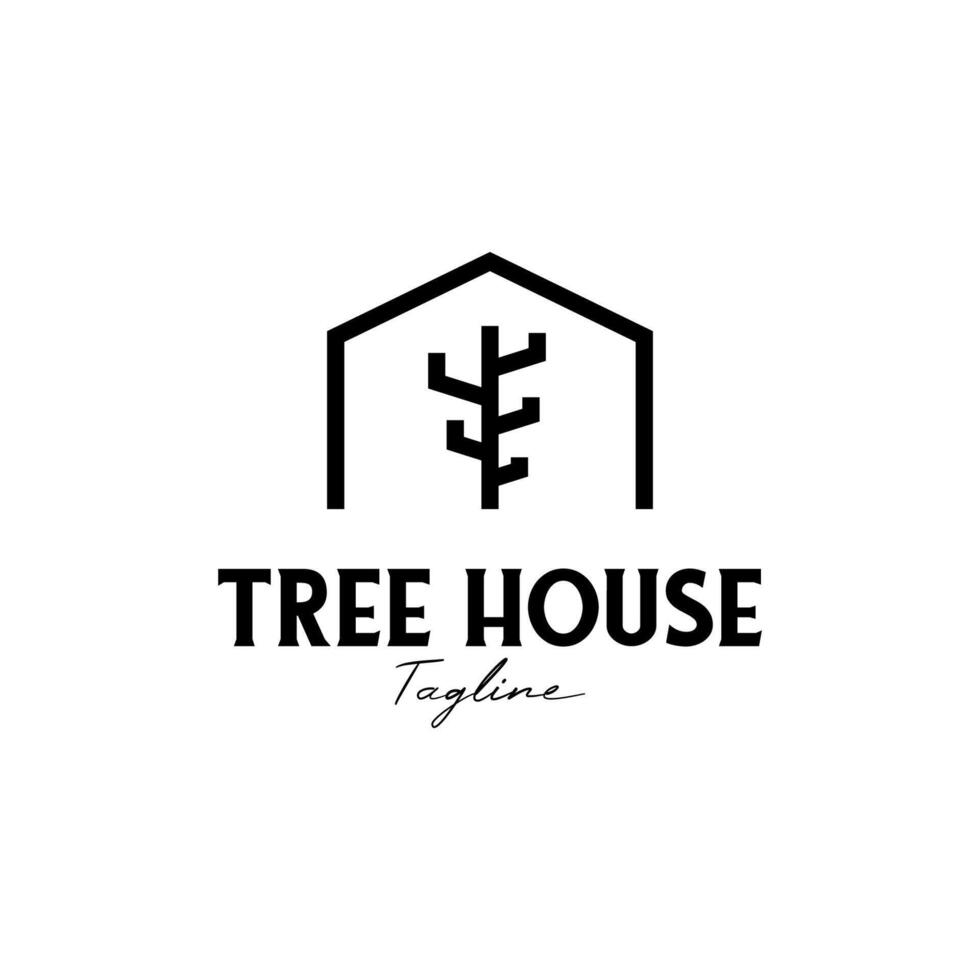 Casa e albero logo design concetto vettore illustrazione