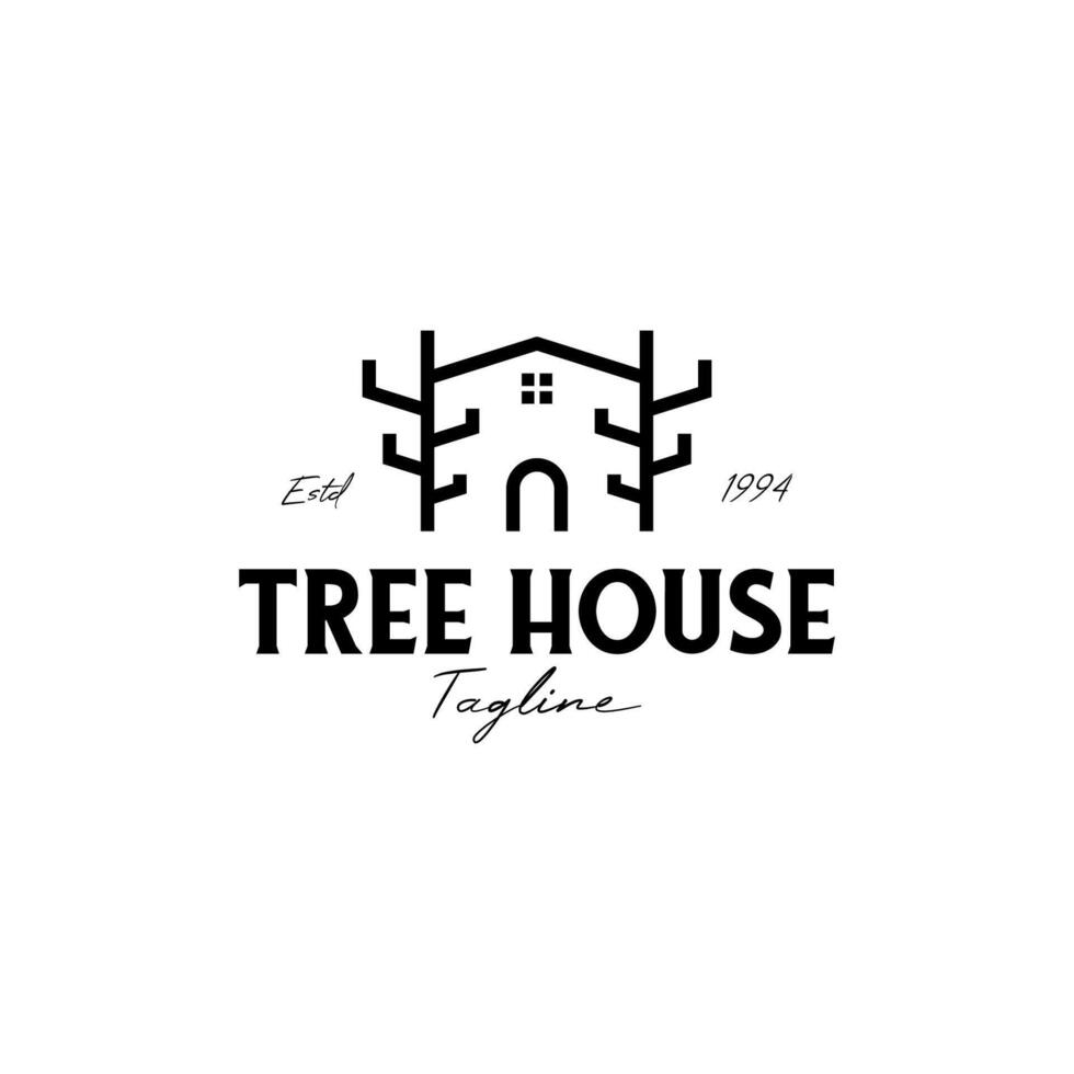 Casa e albero logo design concetto vettore illustrazione