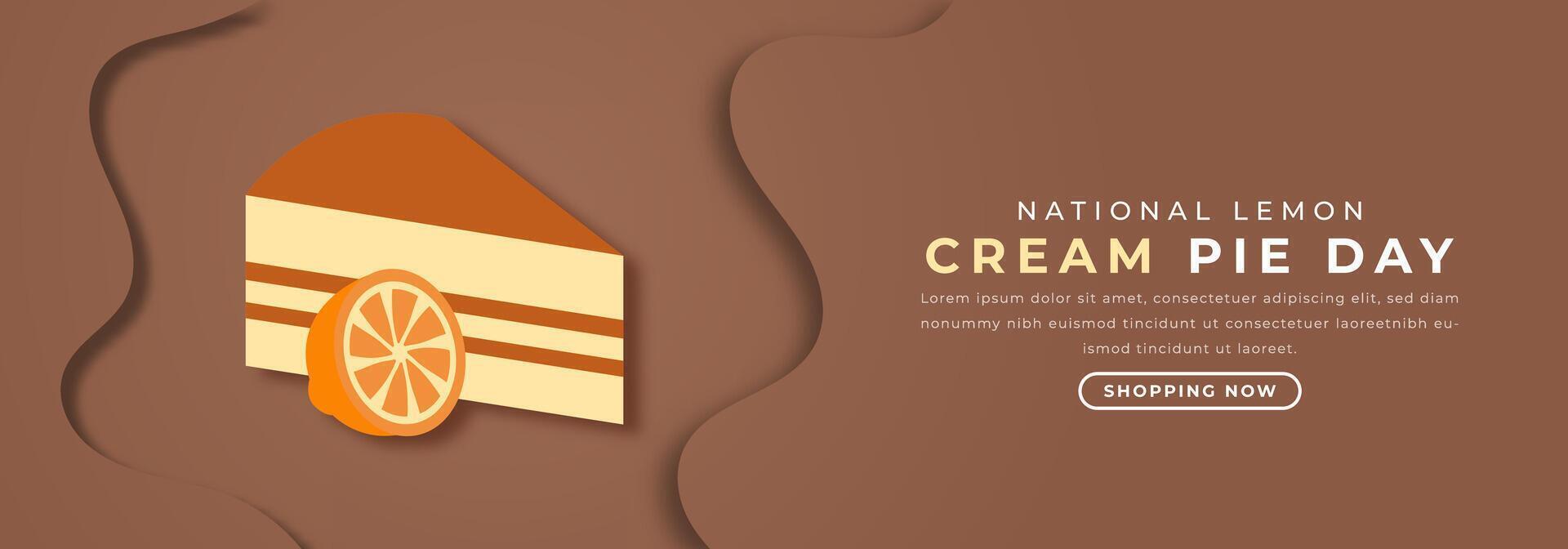 nazionale Limone crema torta giorno carta tagliare stile vettore design illustrazione per sfondo, manifesto, striscione, pubblicità, saluto carta
