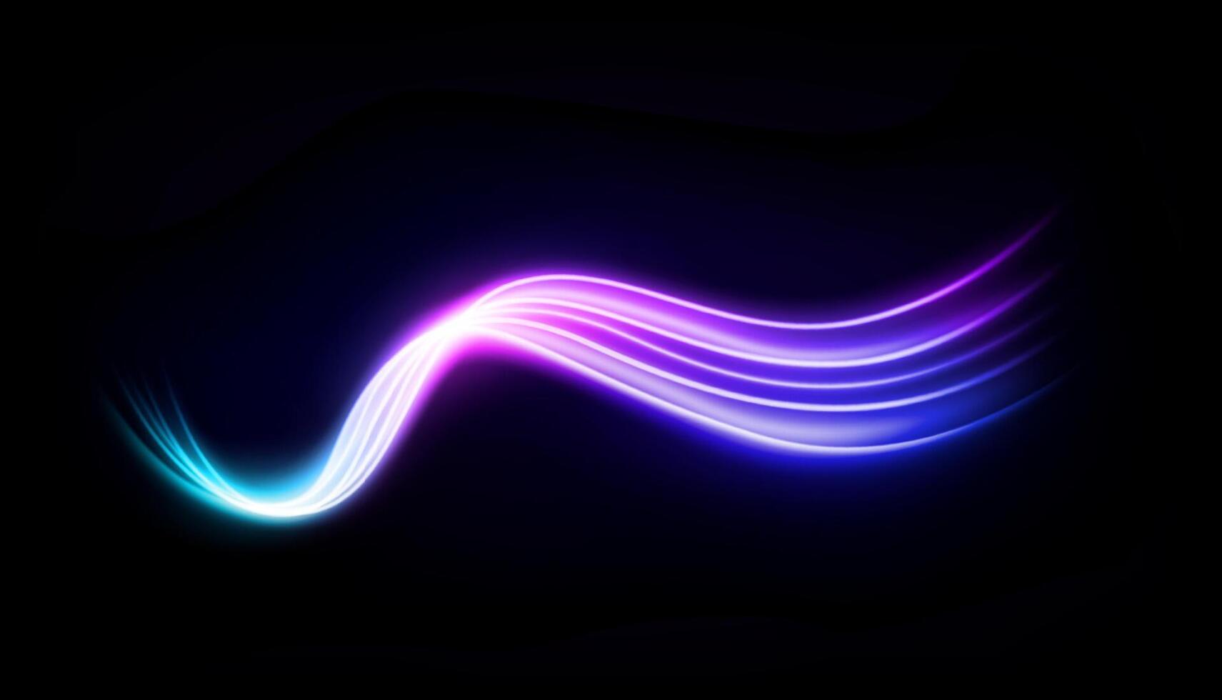 astratto multicolore onda linea di luce, isolato su buio sfondo, vettore illustrazione