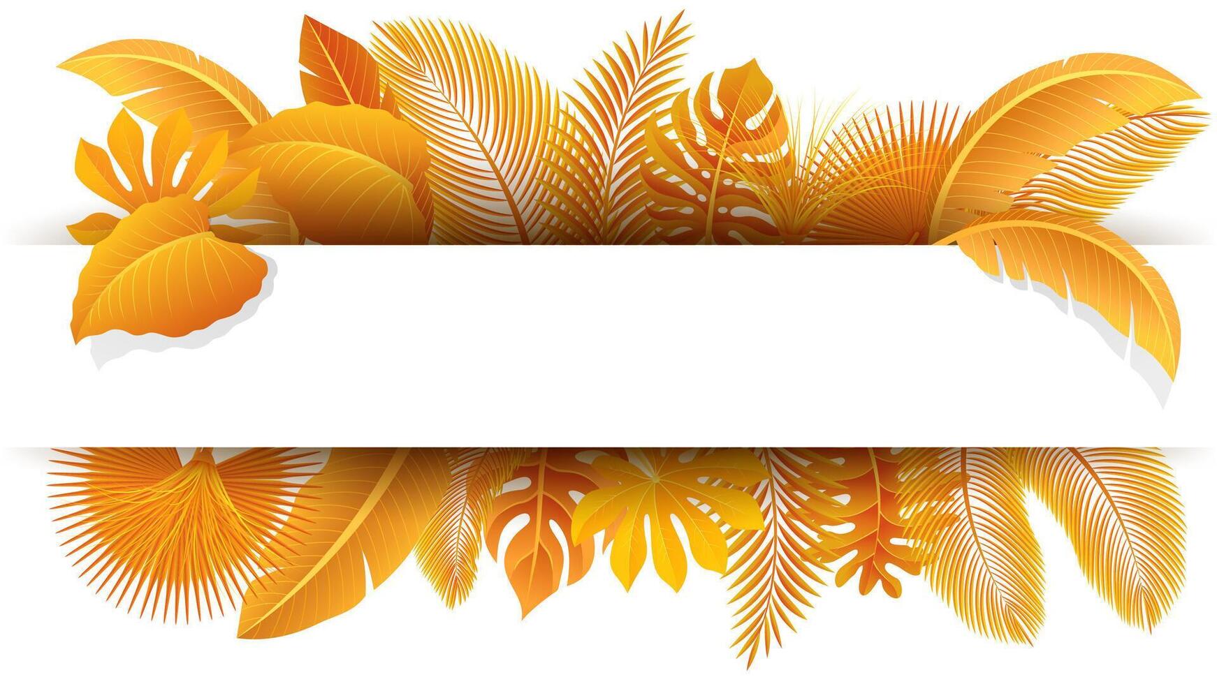 cartello con testo spazio di tropicale le foglie. adatto per natura concetto, vacanza, e autunno, vettore illustrazione