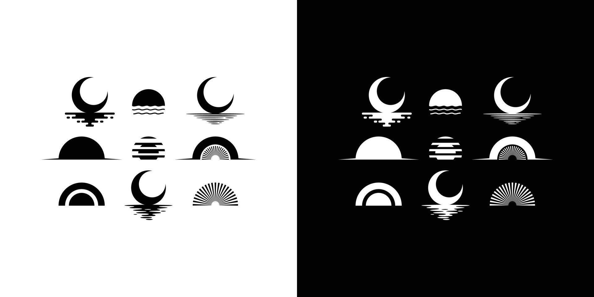 impostato astratto Luna logo design vettore