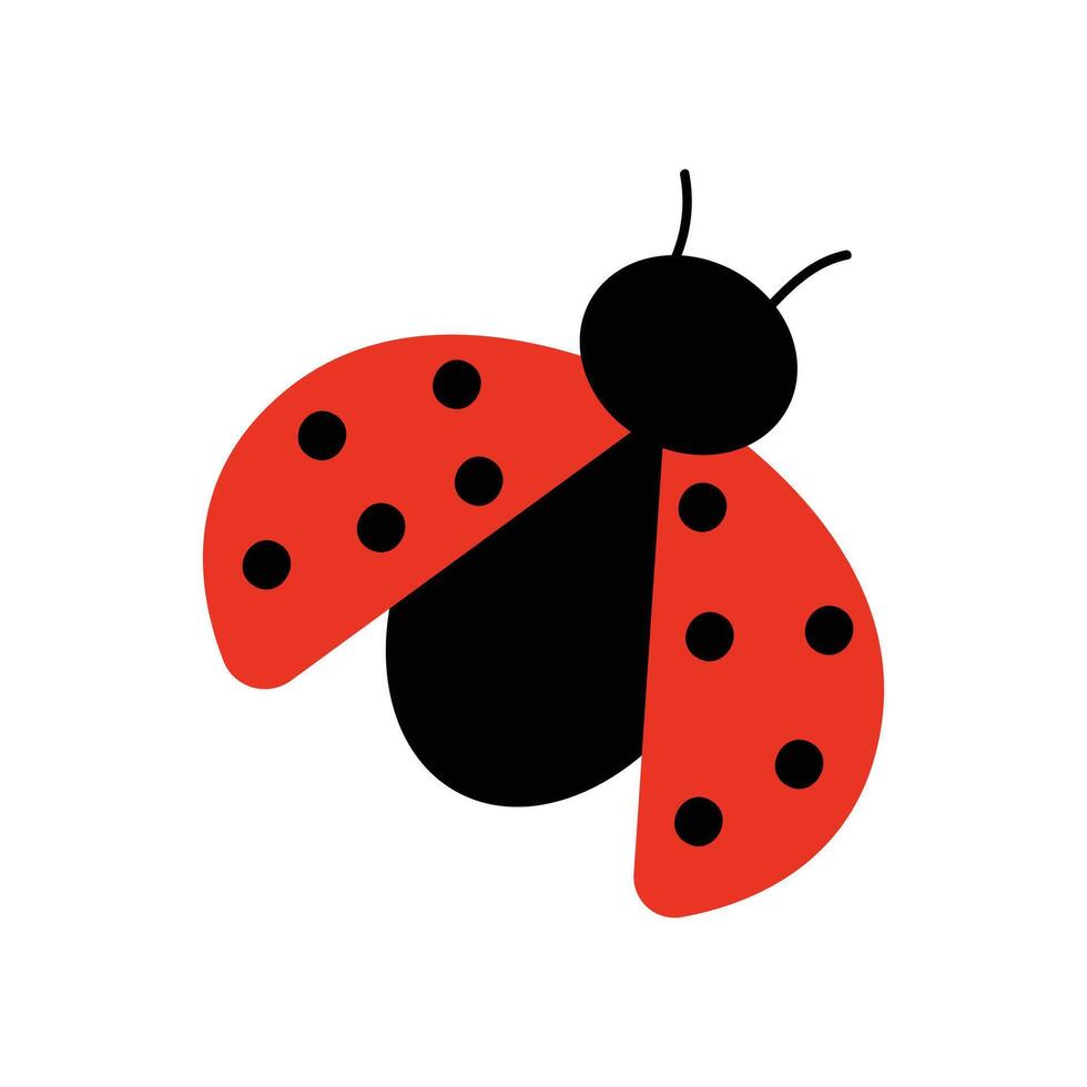 carino coccinella. vettore illustrazione con rosso coccinella. mano disegnato stile. bianca isolato sfondo.