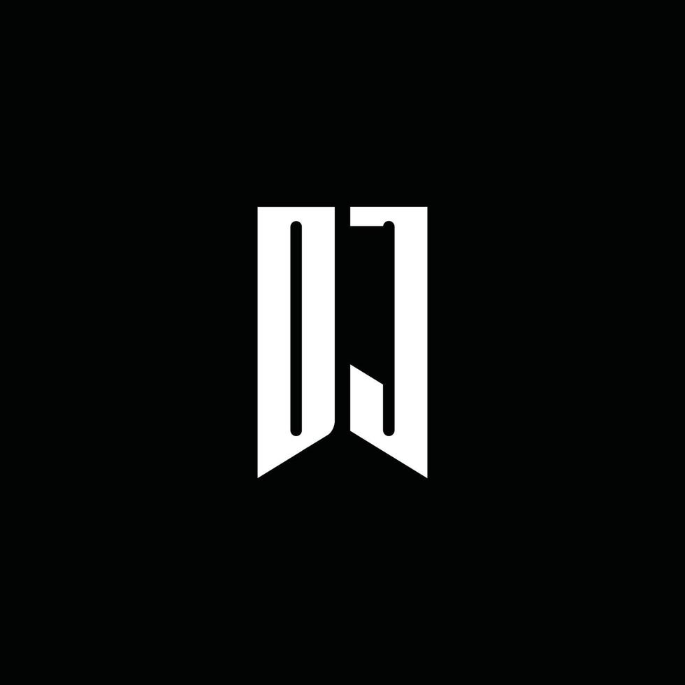 dj logo monogramma con stile emblema isolato su sfondo nero vettore