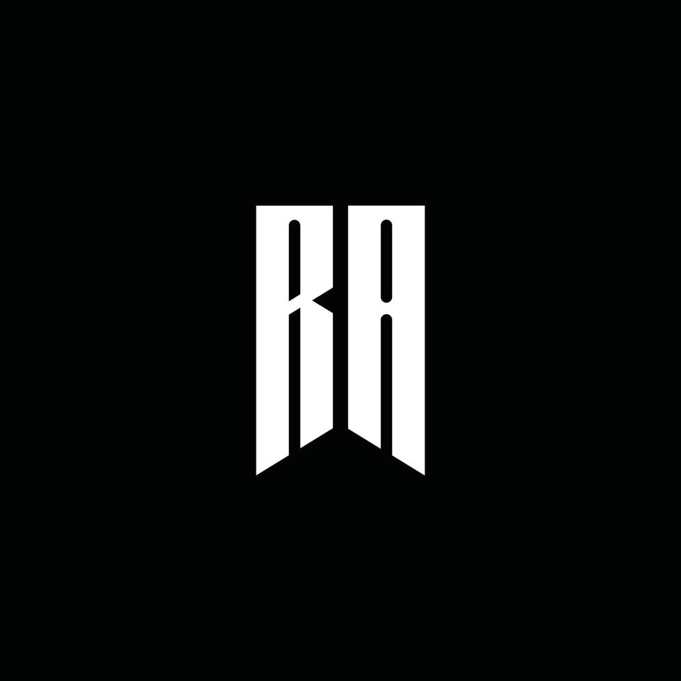 ra logo monogramma con stile emblema isolato su sfondo nero vettore