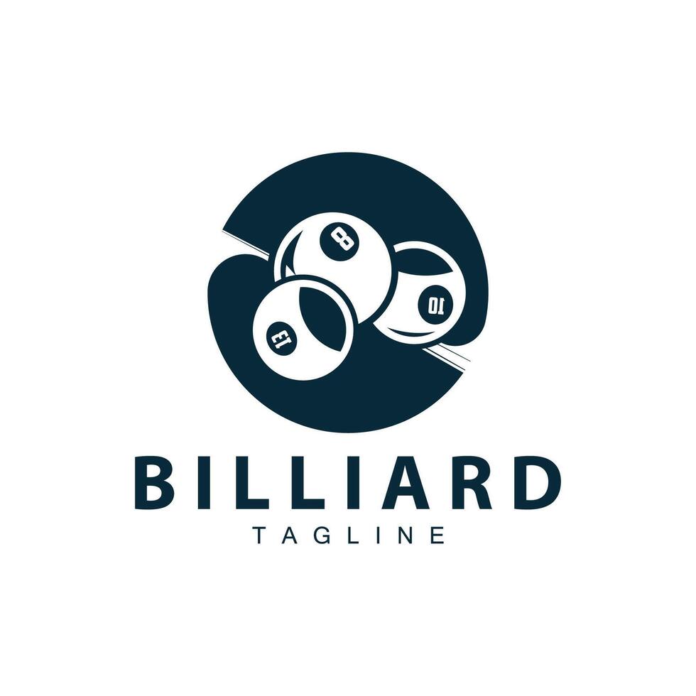 biliardo club logo design vettore gioco distintivo sport modello piscina tavolo con palla e bastone semplice illustrazione modello