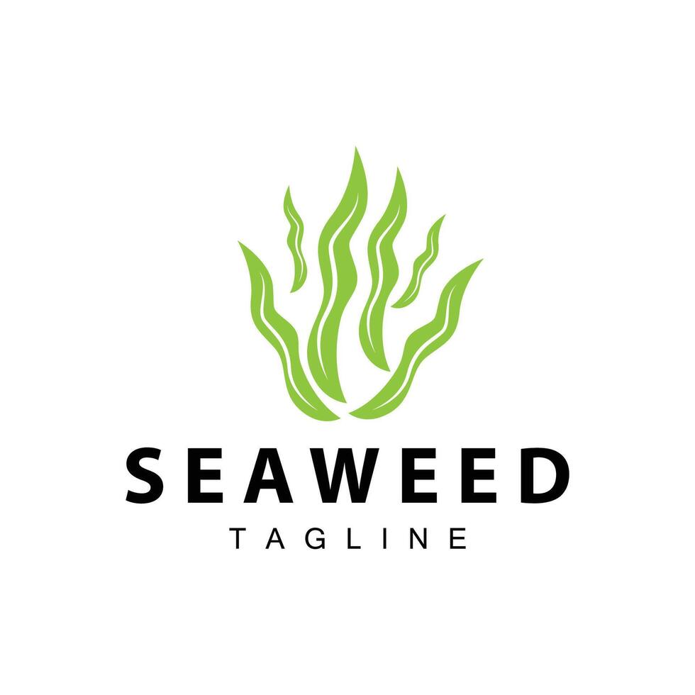 alga marina logo disegno, subacqueo pianta design illustrazioni, cosmetici e cibo ingrediente vettore