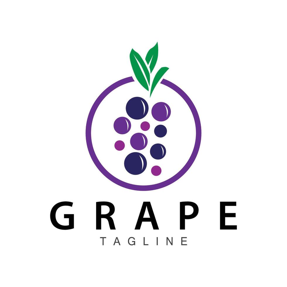 uva logo, giardino vettore, fresco viola frutta, vino marca disegno, semplice illustrazione modello vettore