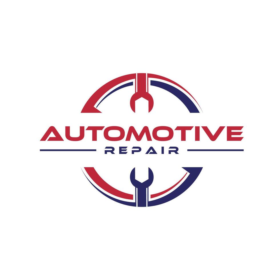 settore automobilistico riparazione logo design modello Ingranaggio cerchio chiave inglese vettore