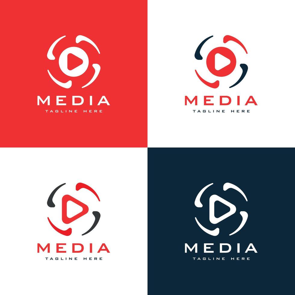 media vivere ruscello giocare pulsante creativo moderno semplice logo design vettore modello