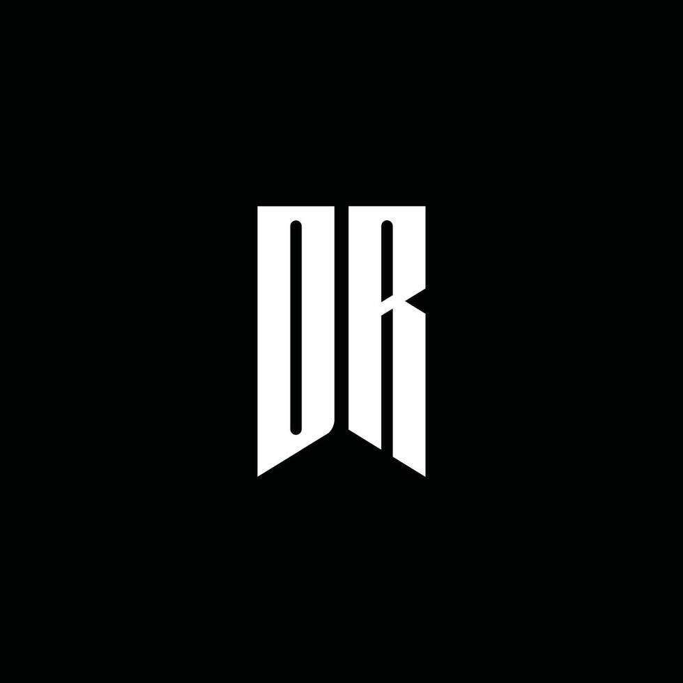 dr logo monogramma con stile emblema isolato su sfondo nero vettore