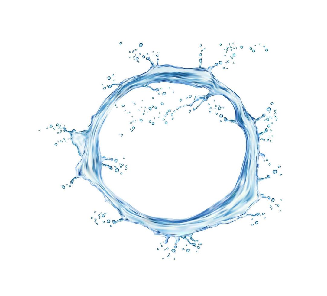 il giro cerchio liquido acqua spruzzo telaio con gocce vettore