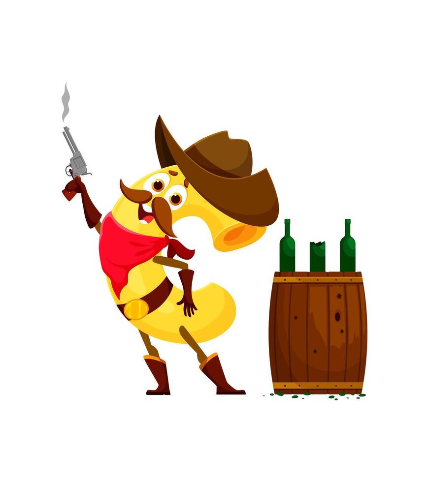 cartone animato italiano pasta cowboy sceriffo, Rum barile vettore