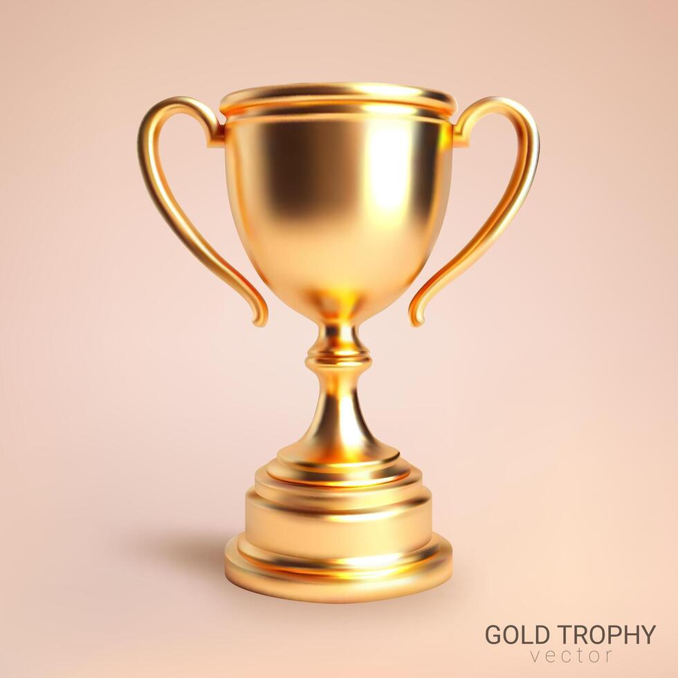 trofeo d'oro realistico con spazio di testo, illustrazione vettoriale
