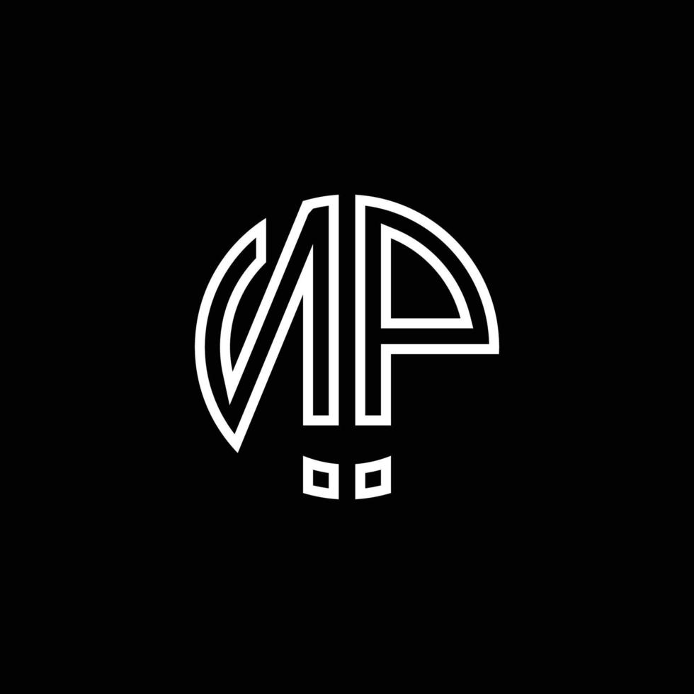 modello di progettazione del contorno di stile del nastro del cerchio del logo del monogramma np vettore