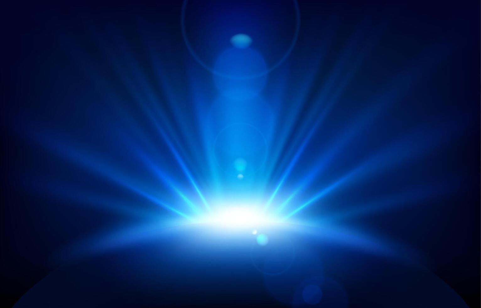 raggi blu con riflesso lente, illustrazione vettoriale